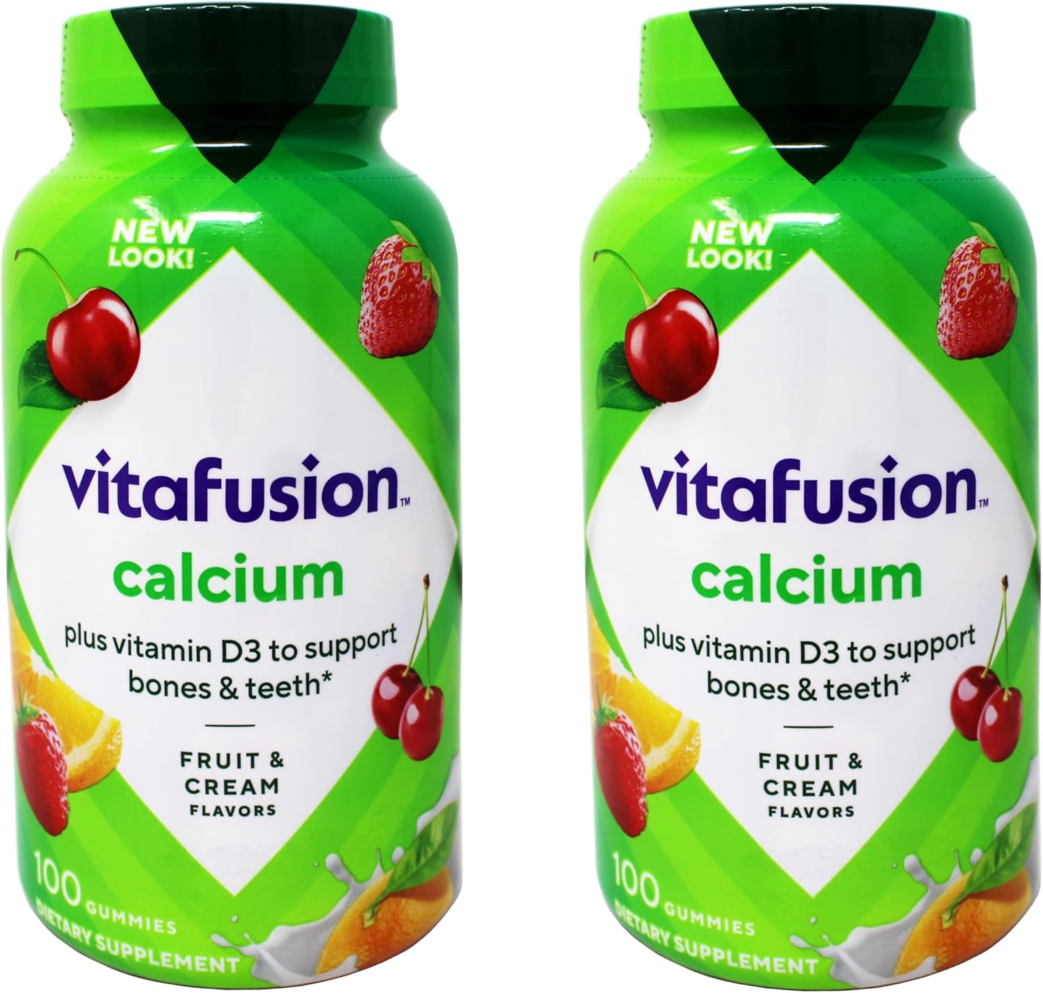 Vitafusion Gomitas de Calcio con Vitamina D3, 100 Gomitas (Paquete de 2)