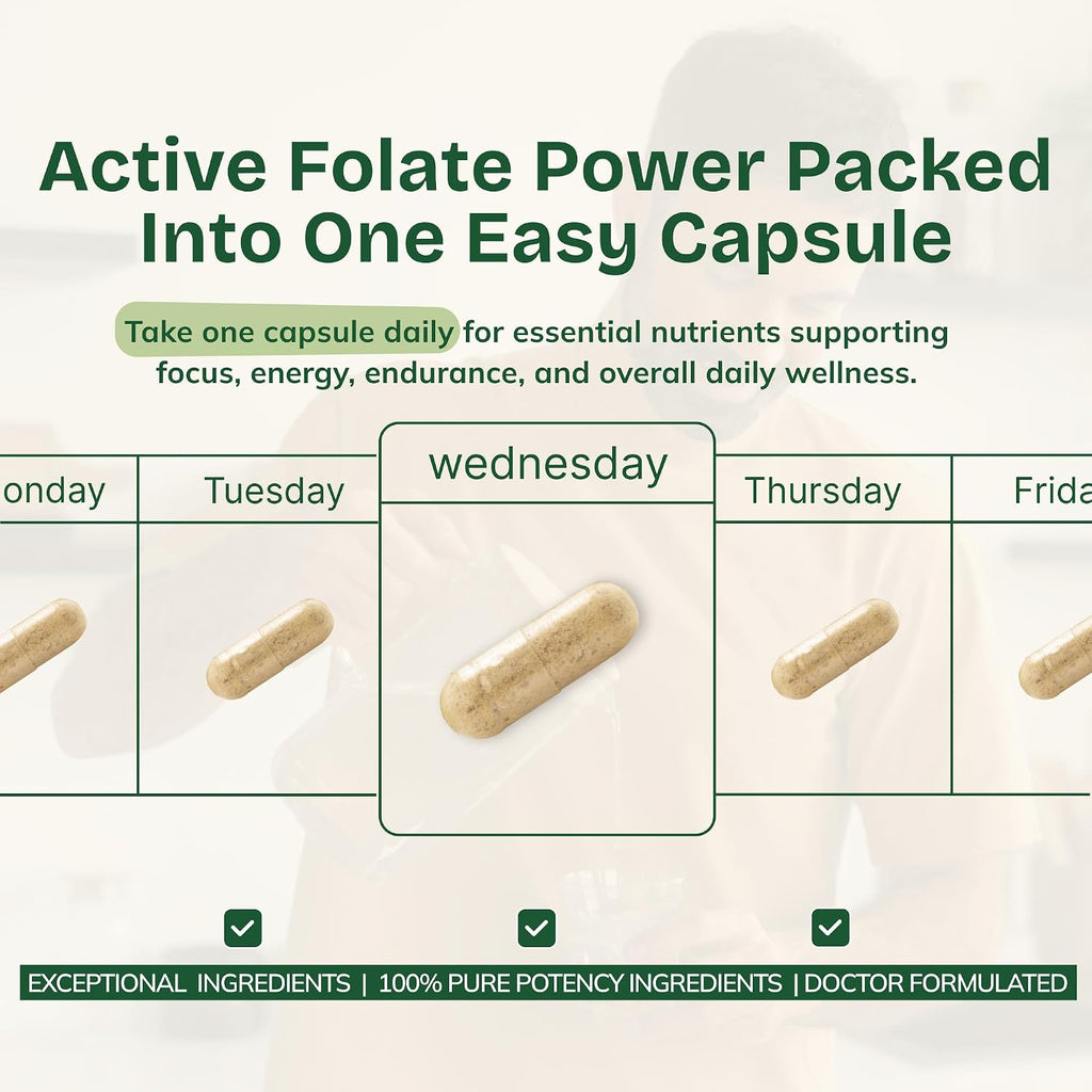Our Daily Vites L-Metilfolato 10 mg - Folato Activo 5-MTHF, 90 Cápsulas