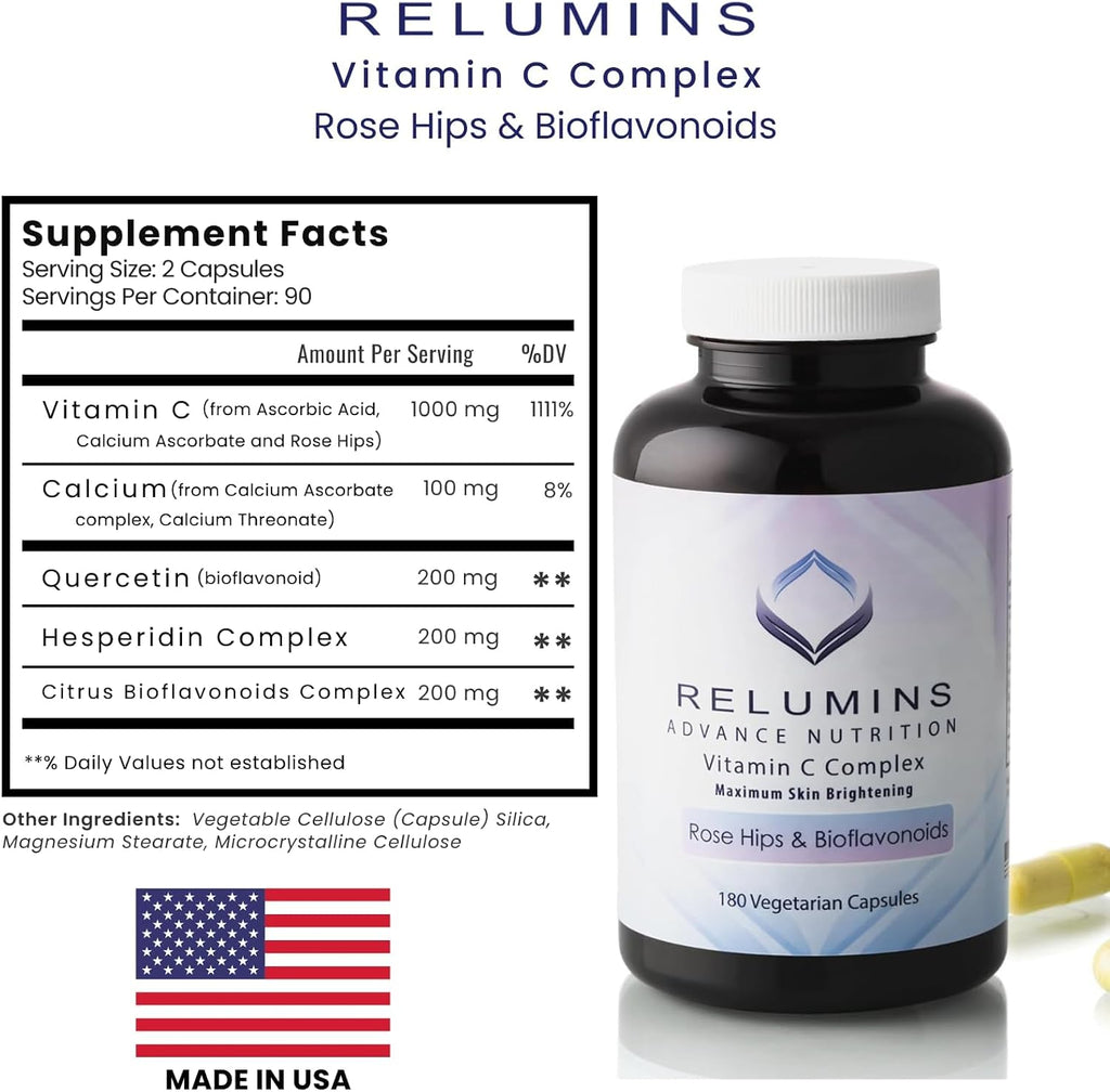 Relumins Advanced Vitamin C MAX Complex y Glutathione Booster - Set de 2 Botes de Cápsulas