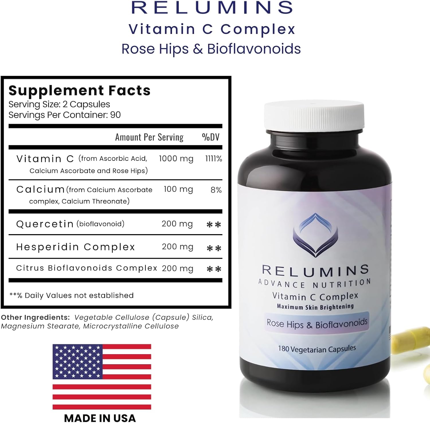 Relumins Advanced Vitamin C MAX Complex y Glutathione Booster - Set de 2 Botes de Cápsulas