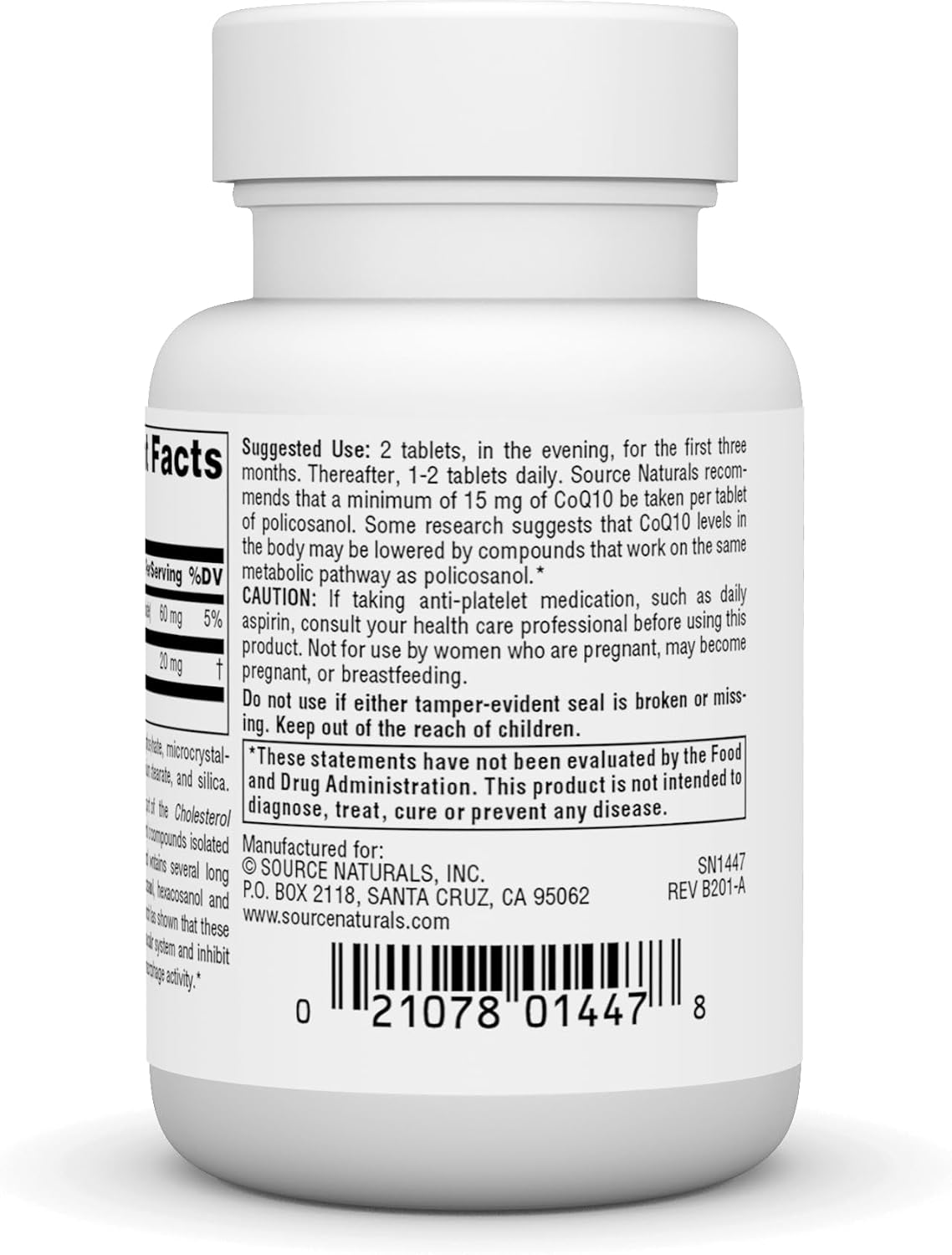 Source Naturals Policosanol 10 mg, 30 Comprimidos