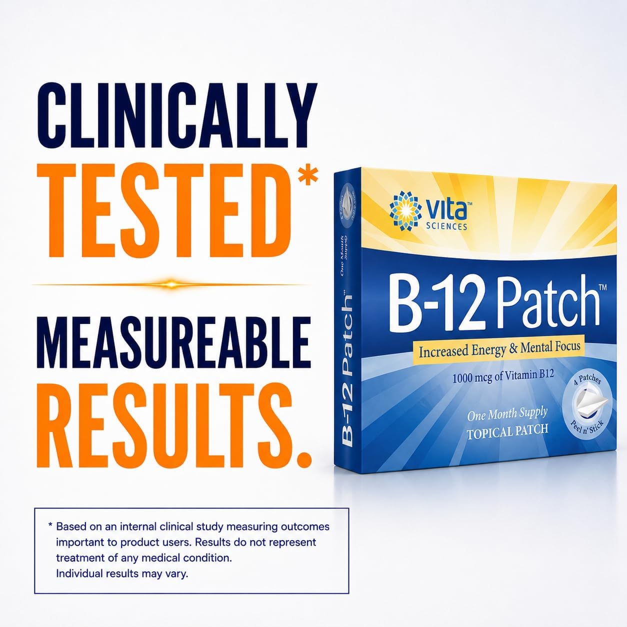 Vita Sciences Parche de Vitamina B12 - Fórmula de Fuerza Extra para Hombres y Mujeres, 1 Mes de Suministro