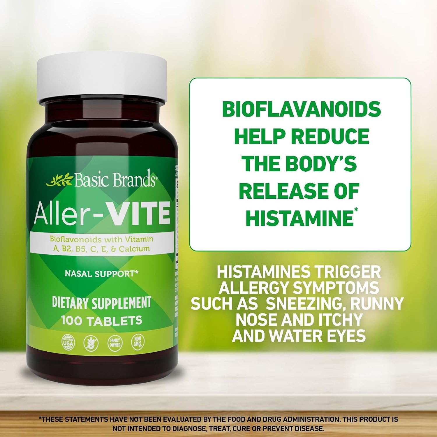 Aller Vite Nasal Support de Basic Brands – 100 Comprimidos con Bioflavonoides y Vitaminas