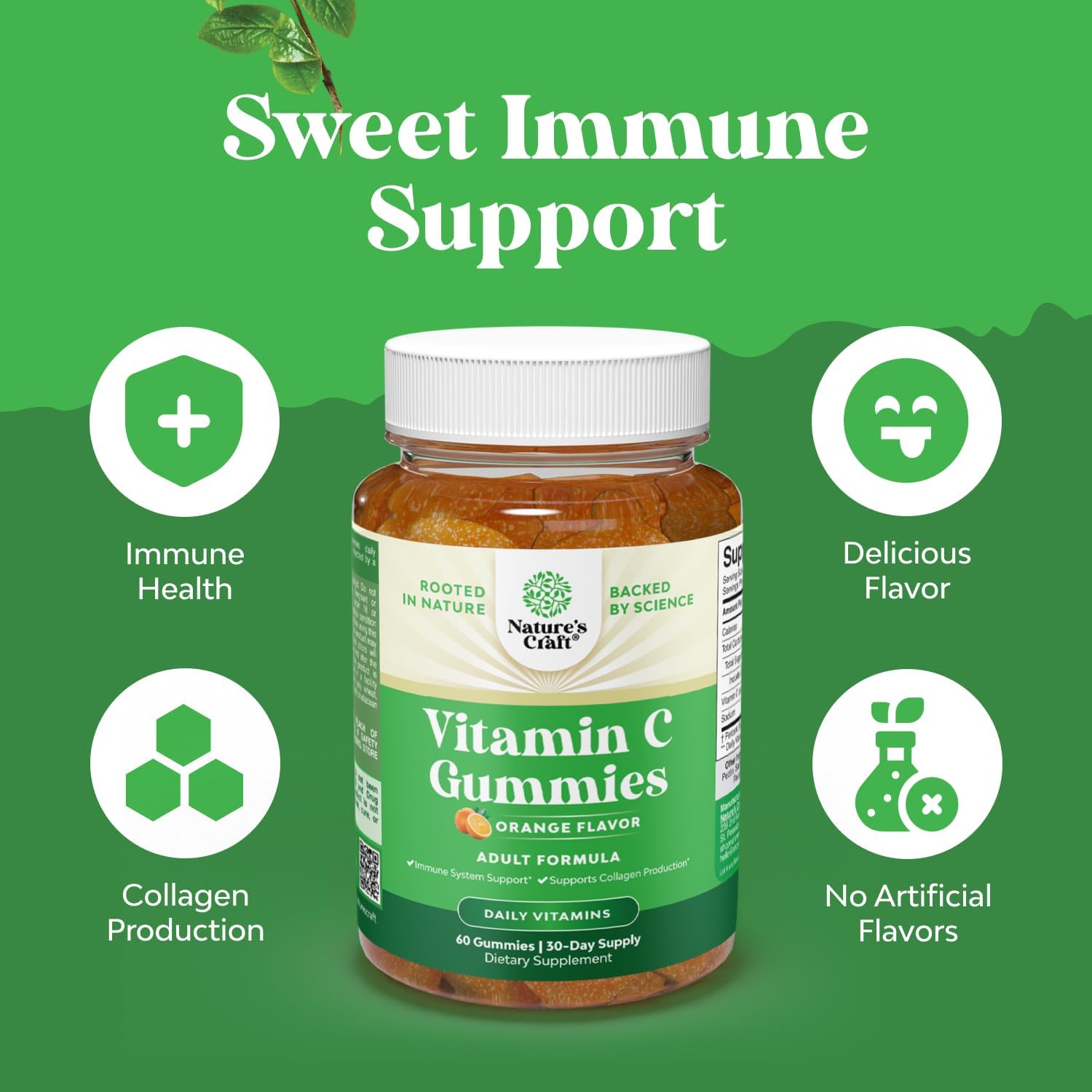 Natures Craft Gominolas de Vitamina C para Adultos - Halal - 250 mg - 60 Gominolas