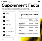 BareLabs Super C – Vitamina C 1000 mg + Vitamina D3 1000 UI + Zinc 30 mg, 120 Comprimidos de Liberación Prolongada
