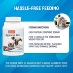 Agaricus Bio 300mg para Perros y Gatos - Suplemento de Hongos Beta Glucano - 60 Cápsulas