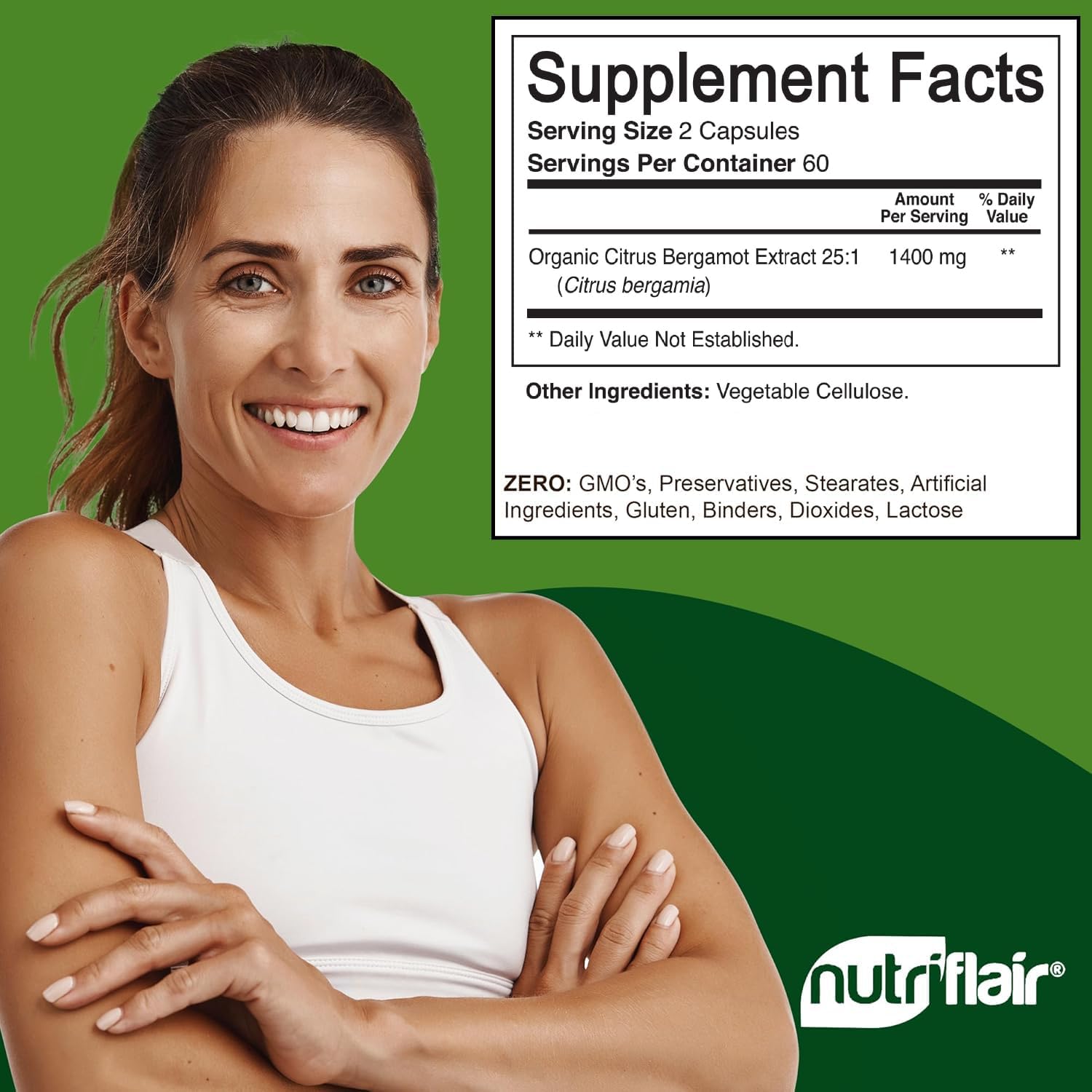 NutriFlair Bergamota Orgánica 1400mg (25:1) - 120 Cápsulas