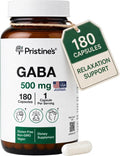 PRISTINE'S GABA 500mg - Apoyo al Sueño y Relajación - 180 Cápsulas
