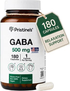 PRISTINE'S GABA 500mg - Apoyo al Sueño y Relajación - 180 Cápsulas