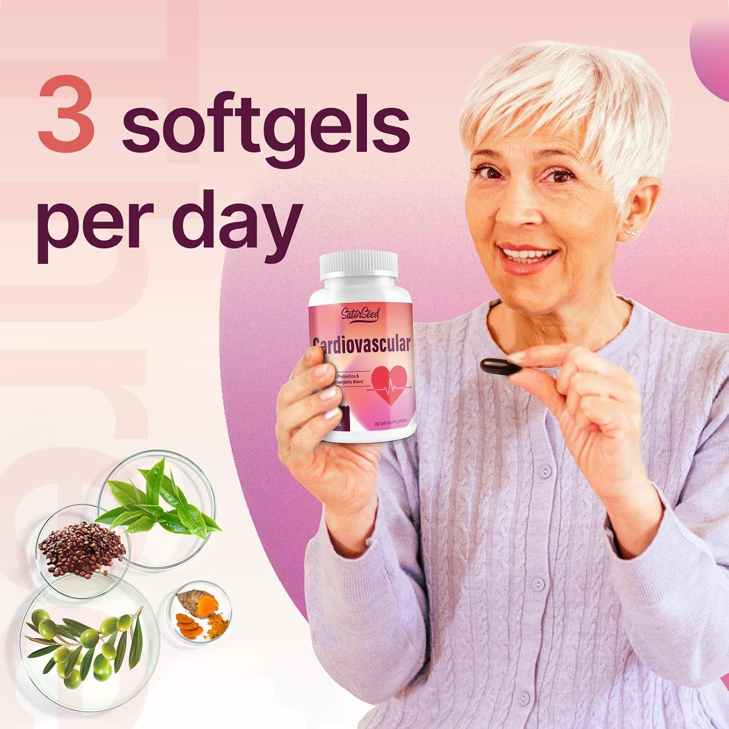 Suplemento Cardiovascular 3000mg – Vitaminas, Probióticos, Omega-3 y CoQ10 – Mezcla Sinérgica para Adultos – 90 Cápsulas Blandas