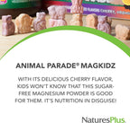NaturesPlus Animal Parade MagKidz - Magnesio Infantil en Polvo Sabor Cereza - 45 Raciones