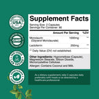 High Strength Lactoferrin & Monolaurin Supplement - 250mg Lactoferrin and 1000mg Monolaurin - 180 Cápsulas Vegetarianas