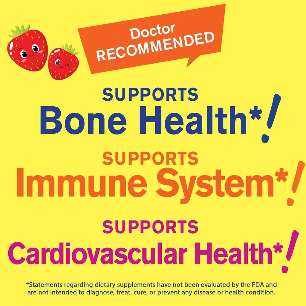 WellYeah Vitamina D3 + K2 para Niños Gominolas - 500 UI D3, 100 mcg K2 MK-7 - Sabor Fresa Natural - 60 Gominolas
