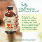 CHILDLIFE ESSENTIALS Multivitamínico y Mineral para Niños - Suplemento Líquido para Bebés y Niños - Sabor Natural Naranja y Mango - 237 ml (Pack de 4)