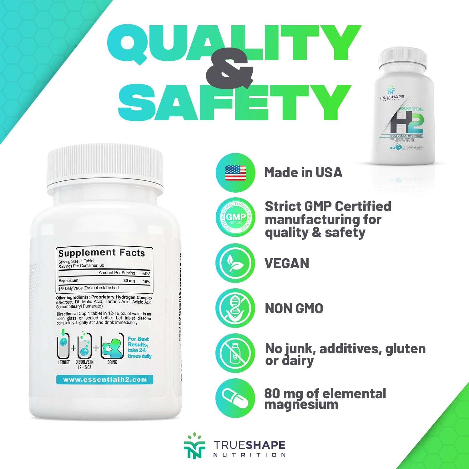 Essential H2 Comprimidos Efervescentes de Hidrógeno Molecular - 60 Servicios