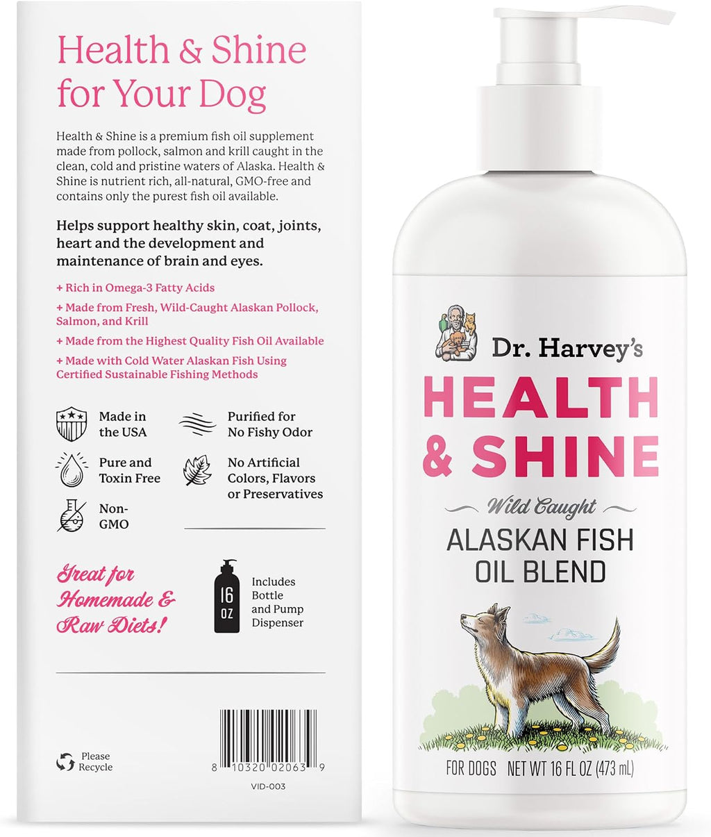 Health & Shine Aceite de Pescado de Alaska para Perros - Apoya Corazón, Cerebro y Ojos (473 ml)