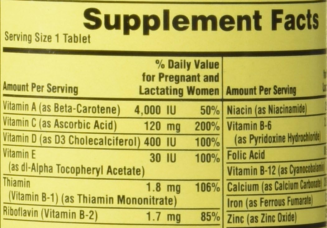 Spring Valley - Prenatal, Multivitamin, Multimineral, 100 Tablets con Ácido Fólico