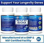 Genex Formulas NMN 500mg – 99% Pureza, 60 Cápsulas, para Niveles de NAD+ y Envejecimiento Saludable