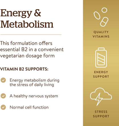 Solgar Vitamina B2 (Riboflavina) 100 mg, 100 – Mantenimiento de las mucosas y glóbulos rojos: Ayuda a mantener las – Image 4