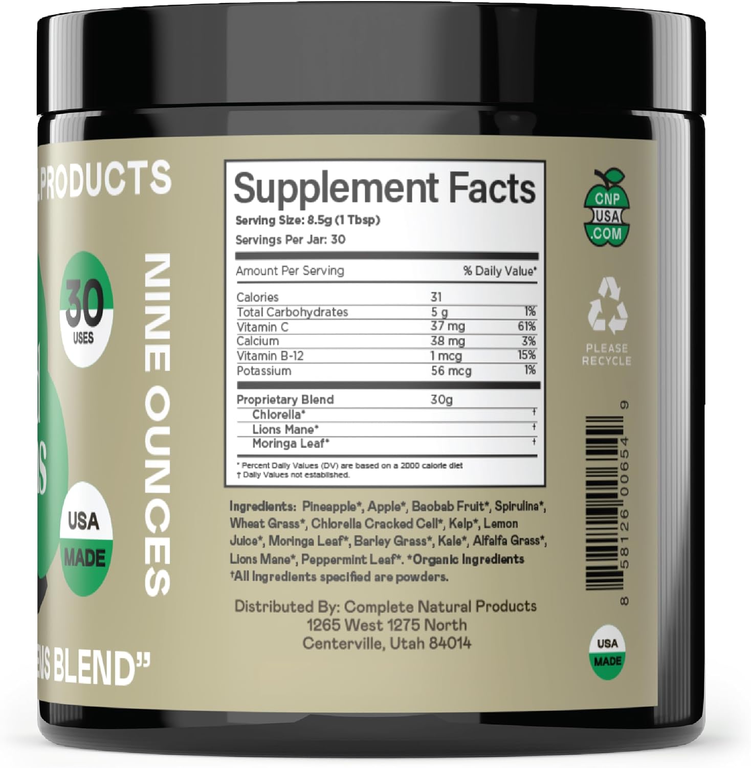 Good Greens Superfood Powder - Mezcla de Superalimentos Verdes - 255g (9oz) 30 Dosis