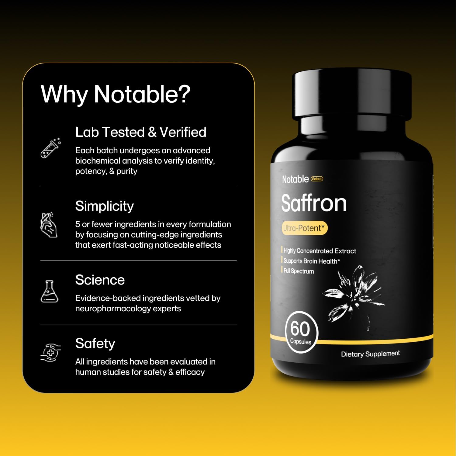 Notable Extracto de Azafrán Ultrapotente – 30 mg, 60 Cápsulas