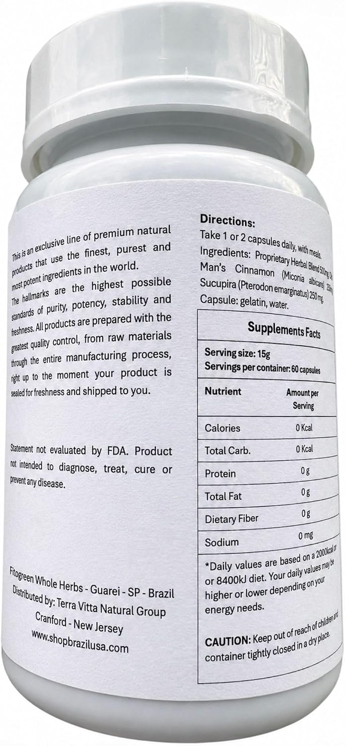 Old Man's Cinnamon con Sucupira 500 mg (60 Cápsulas) - Complemento Herbal