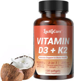 Vitamina D3 K2 10000 UI + K2 (MK-7) 200 mcg, 240 Cápsulas Blandas con Aceite de Coco