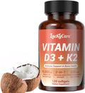 Luckycare Vitamina D3 K2 10000 UI + K2 (MK-7) 200 mcg, 120 Cápsulas Blandas con Aceite de Coco