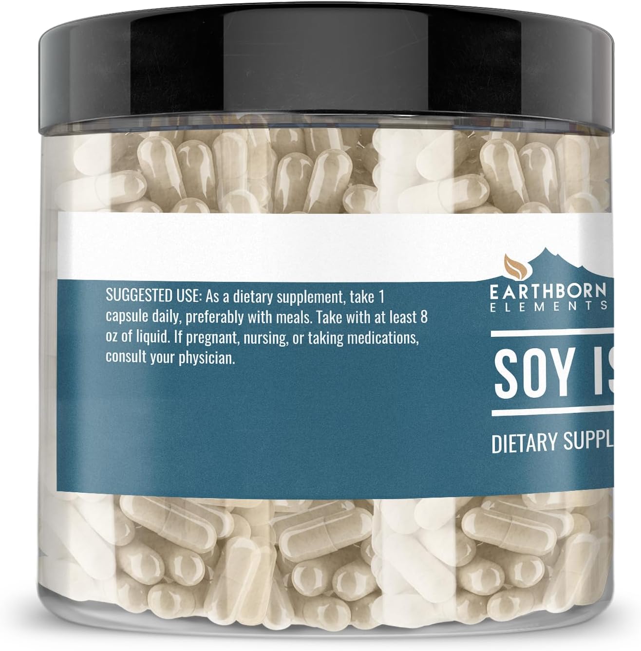 Earthborn Elements Isoflavonas de Soja - 200 Cápsulas, Puras y sin Aditivos