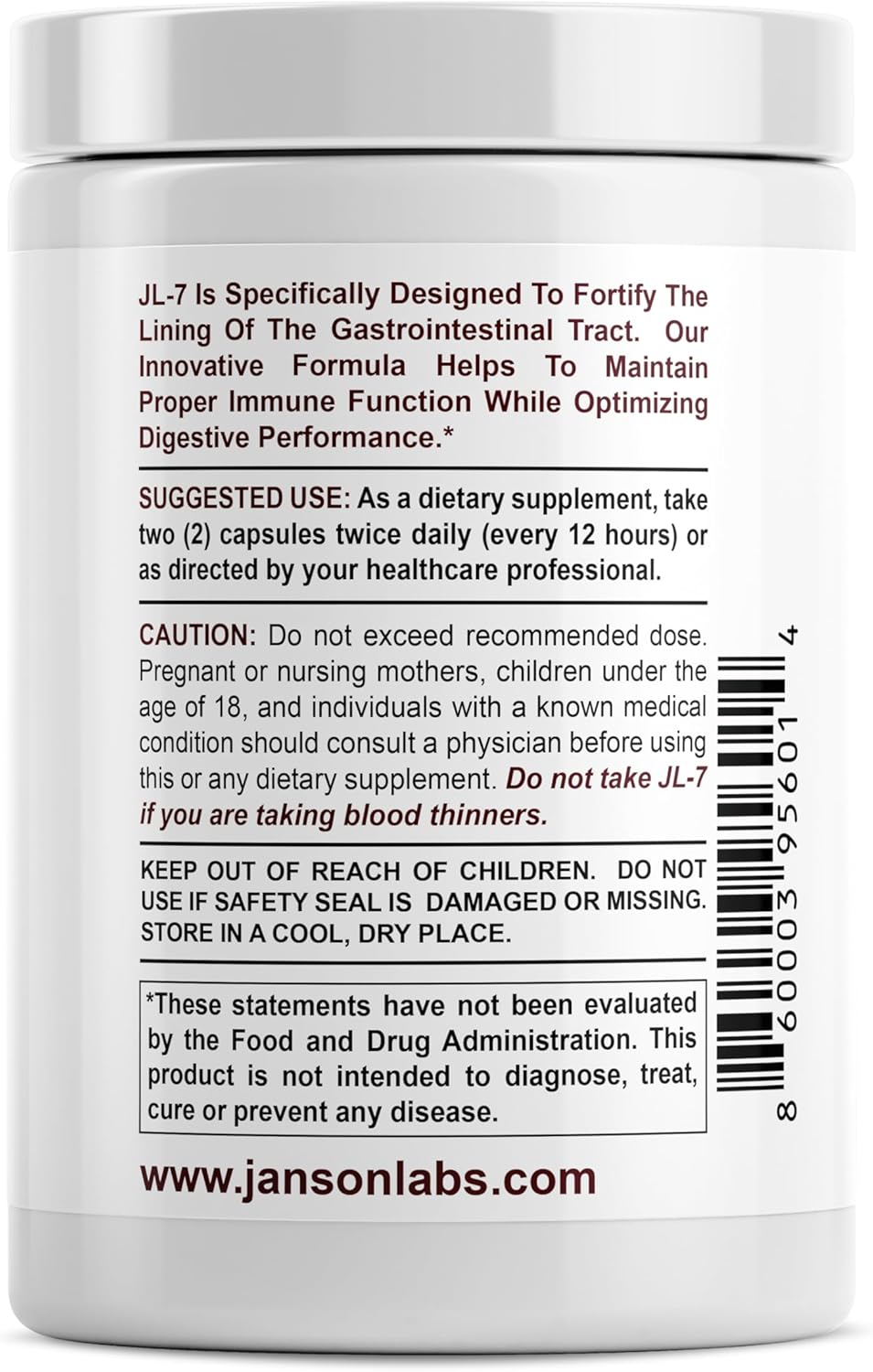 JL-7 | Suplemento para la salud intestinal | Crohn, Colitis, EII | Fórmula patentada con cúrcuma, arándano y jengibre