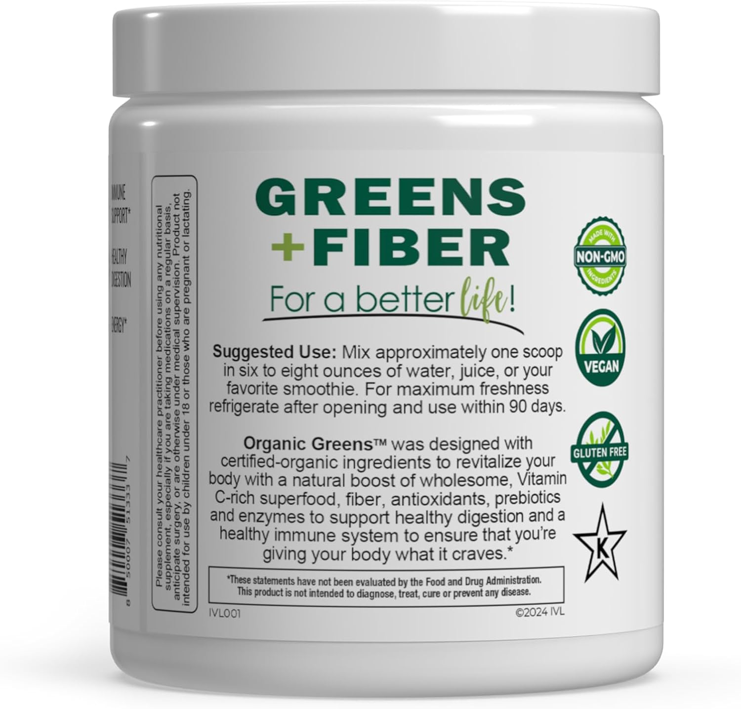 IVL Organic Greens - Superalimento Orgánico en Polvo - 30 Raciones