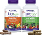 Natrol JuiceFestiv, Cápsulas de Frutas y Verduras Orgánicas con Probióticos y Enzimas, 90 Cápsulas (2 Envases)