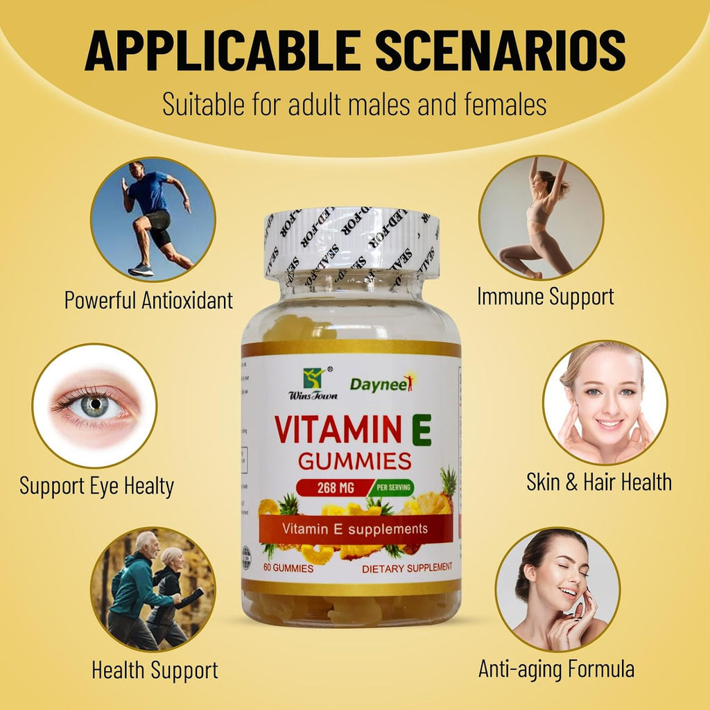 Wins Town Gominolas de Vitamina E 268mg (400 UI), Veganas, 60 Unidades