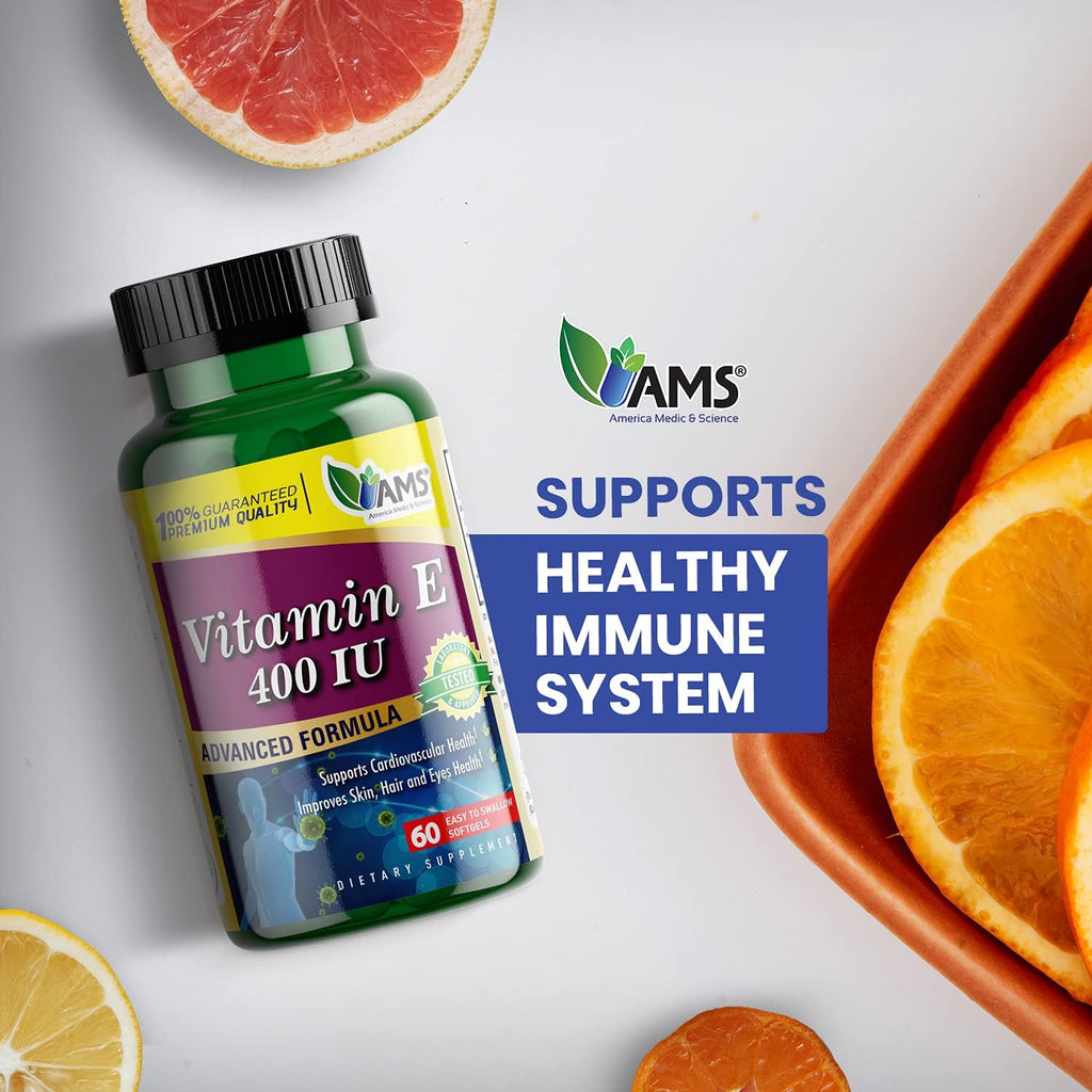 America Medic & Science Vitamina E 400 UI, 60 Cápsulas Blandas