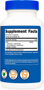 Nutricost SAM-e 400mg, 120 Cápsulas Vegetales - S-Adenosil-L-Metionina