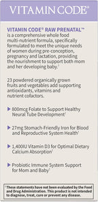 Garden of Life Vitamin Code Raw Multivitamínico Prenatal con Hierro, Ácido Fólico y Probióticos - 90 Cápsulas (30 Días)