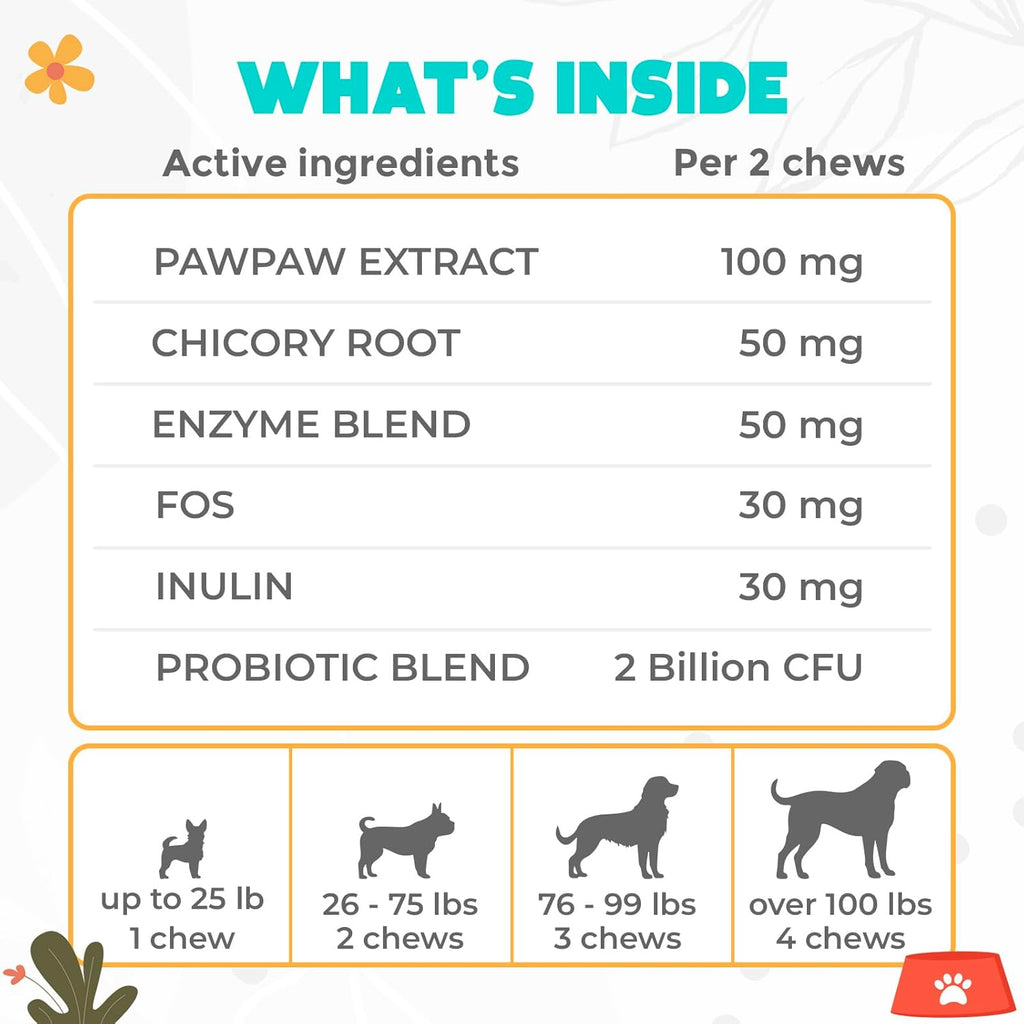 Probióticos para Perros Masticables 150 uds. - Apoyo Digestivo y Salud Intestinal - Fórmula Aprobada por Veterinarios - Sabor Ternera