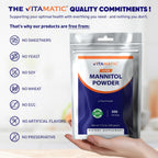 Vitamatic Polvo de Manitol - Edulcorante Natural, Sin Gluten, 1000 mg por Ración, 500 Raciones, 500 g