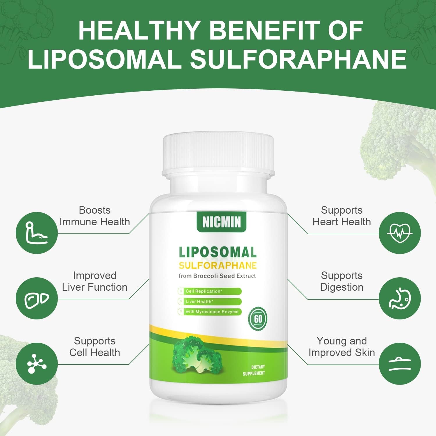 NICMIN Sulforafano Liposomal 550mg - 60 Cápsulas