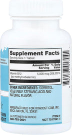 Vitacost Metil B-12 5000 mcg – 60 Comprimidos Masticables Sabor Cereza Natural