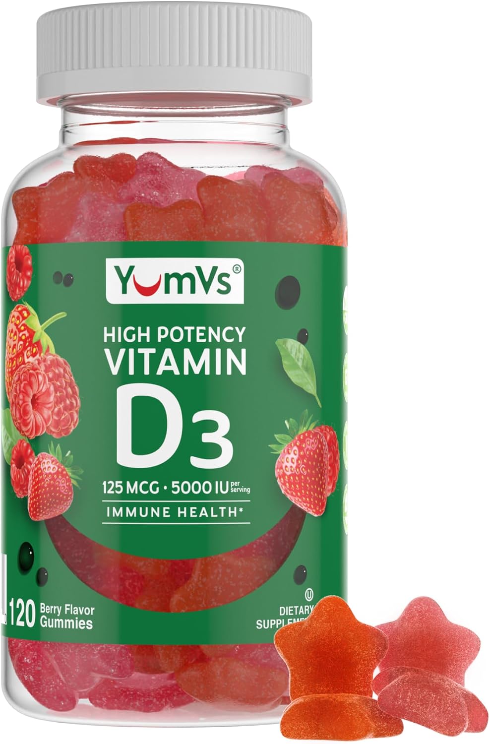 YUM-V'S Gomitas de Vitamina D3 5000 IU (125 mcg) - 120 Gomitas