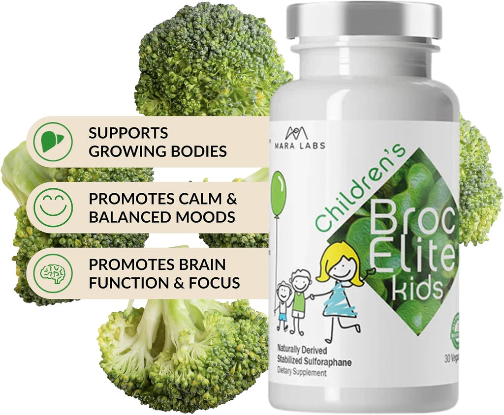 BrocElite Kids | Suplemento de Brócoli con Sulforafano Estabilizado para Niños | 30 Cápsulas Veganas