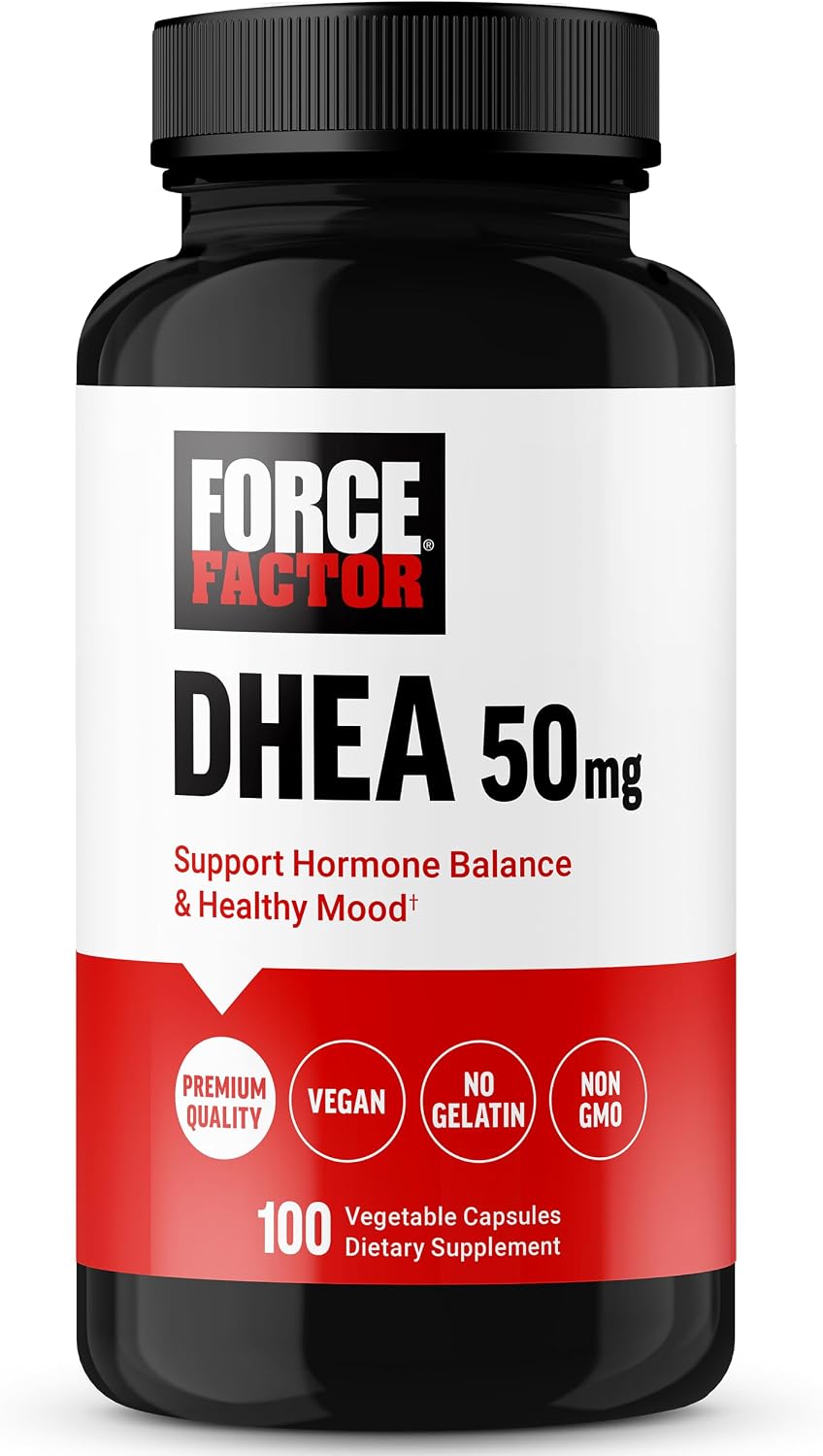 Force Factor DHEA 50mg, 100 Cápsulas Vegetales para Apoyar el Equilibrio Hormonal