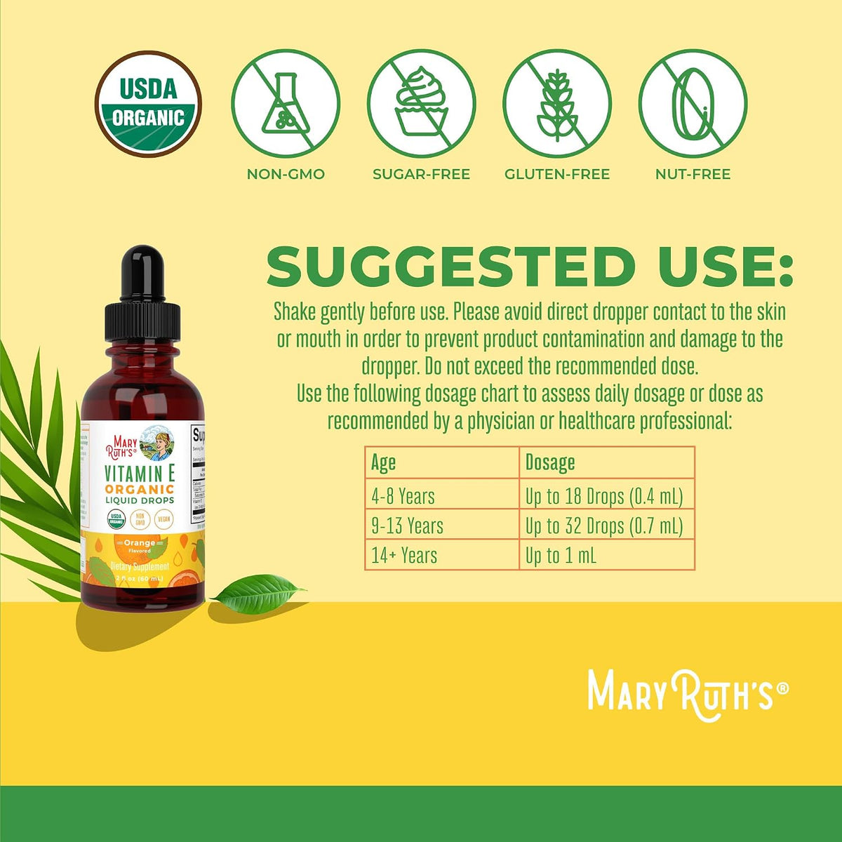 MaryRuth Organics USDA Vitamin E Liquid Drops 2 Month Supply | Bone and Joint Health | Cognitive Health for Adults and Kids – Image 3