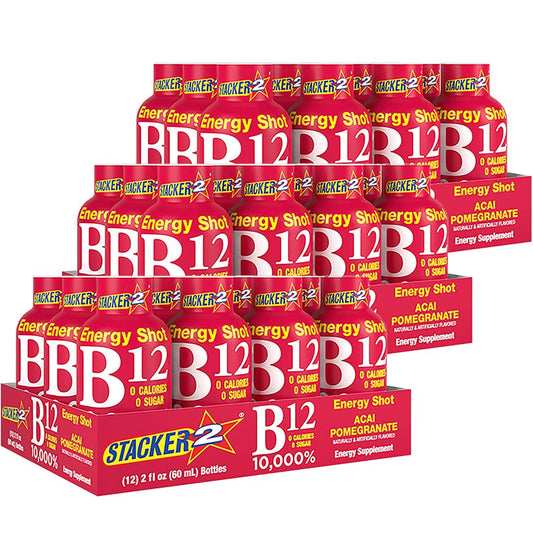 BASED BOX Complejo B12 B6 B3 Energy Shots - Pack de 36 Viales de 60 ml