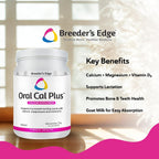 Breeder’s Edge Oral Cal Plus Powder, Calcio y Vitamina D₃ para Perros y Gatos Lactantes, 1 kg