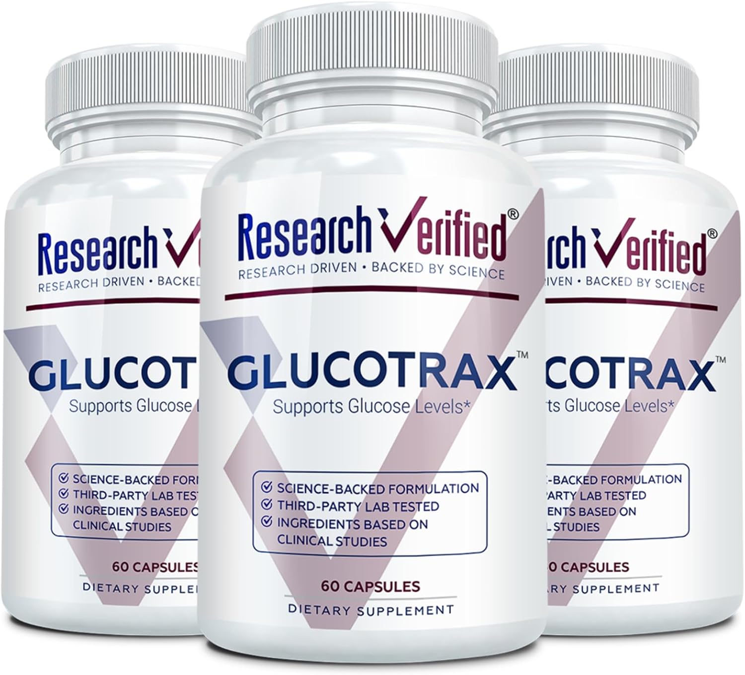 Research Verified Glucotrax - Berberina, Cromo Picolinato, Canela, Gymnema - 180 Cápsulas