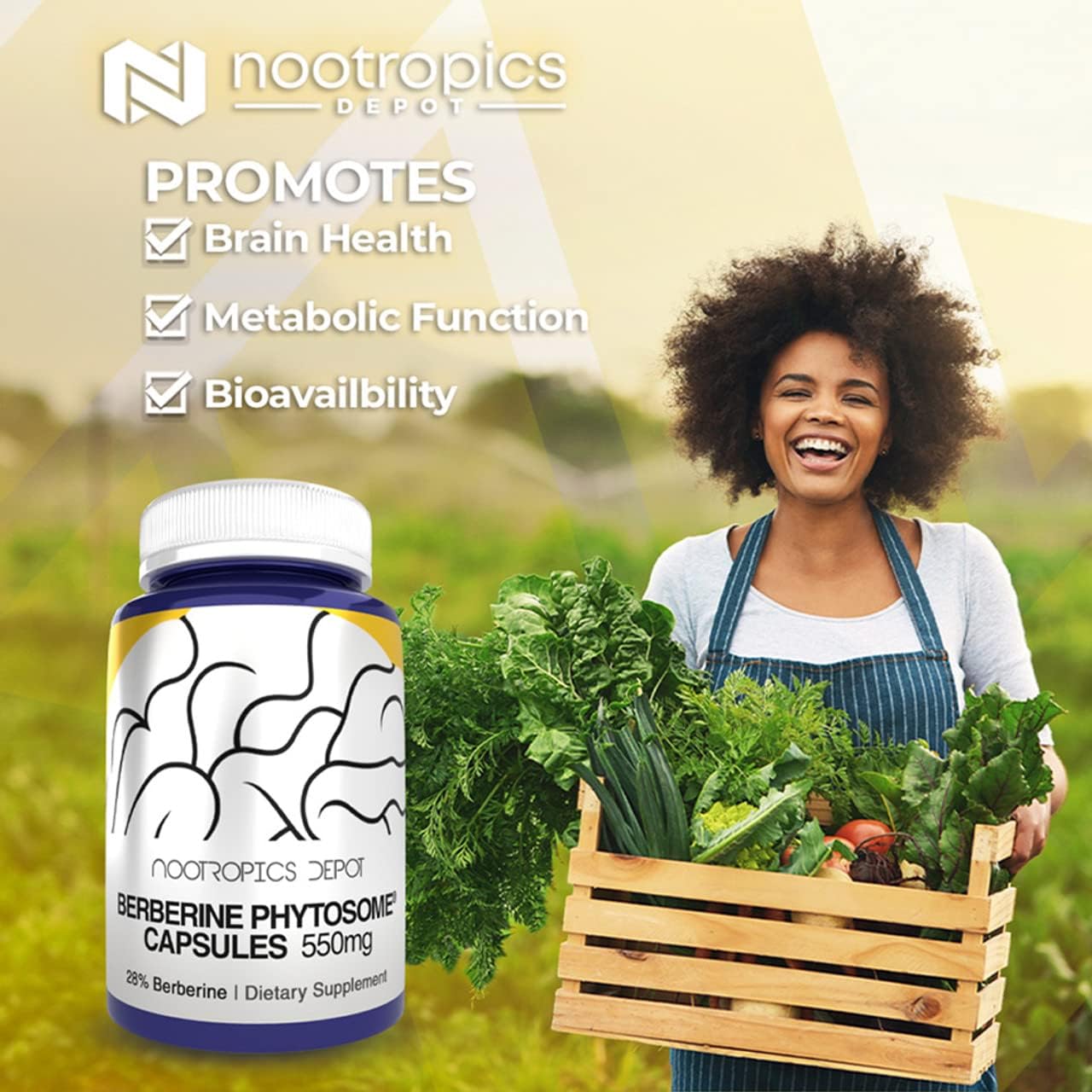 Nootropics Depot Berberina Phytosome 550mg - Alta Biodisponibilidad