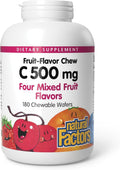 Natural Factors – Vitamina C 500 mg Masticable – Sabor Frutas – 180 Comprimidos