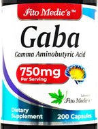 GABA Cápsulas - 750 mg por Ración - 200 Cápsulas - Complemento Alimenticio